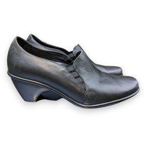 Dansko Raphael Black Leather Shoes Stretch Vamp Closed Toe Shaped Heel size 41